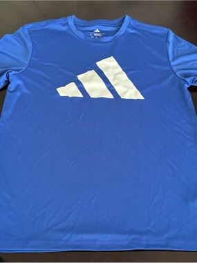 adidas Men's Royal Blue Short Sleeve Tee with White Logo